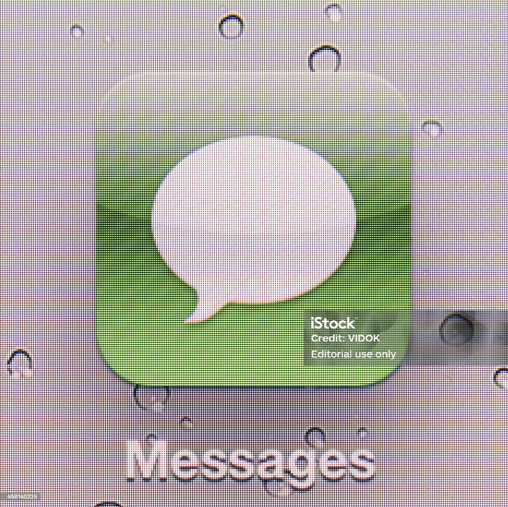 Messages. Kyiv, Ukraine - August 13, 2012: Close-up of the Messages application icon on the screen of the "The new Ipad". Apple Computers Stock Photo