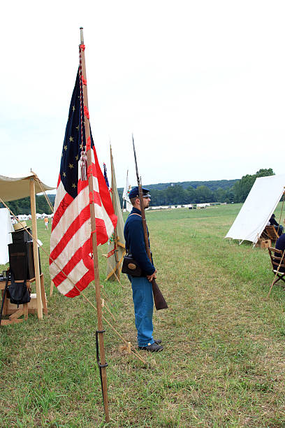 입석 근위대 - civil war american civil war battlefield camping 뉴스 사진 이미지