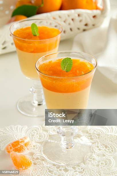 Orange Panna Cotta With Slices Of Oranges Stock Photo - Download Image Now - Breakfast, Brown, Citrus Fruit