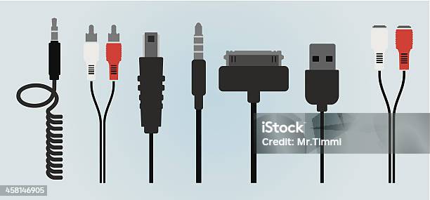 Drawn Computer Wire Cable Wire Computer Stock Illustration - Download Image Now - Black ...