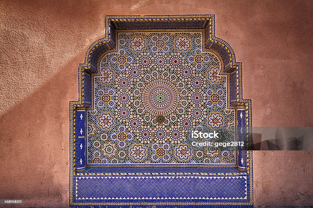 Fountain -mosaic-Morocco-traditional traditional Moroccan fountain Fountain Stock Photo