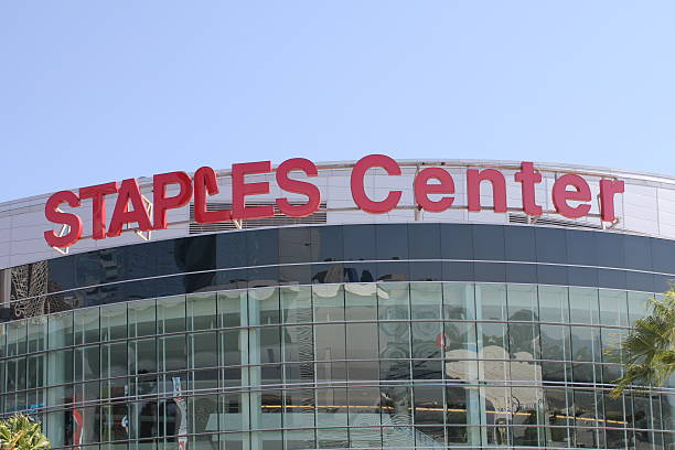 Staples Center Los Angeles, CA, USA - August 20, 2012: Staples Center exterior in downtown Los Angeles. Staples Center contains stadium seating for 14,000 people and houses world class sports teams such as the Los Angeles Lakers and Los Angeles Clippers. los angeles kings stock pictures, royalty-free photos & images