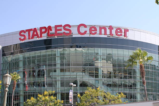 Staples Center Los Angeles, CA, USA - August 20, 2012: Staples Center exterior in downtown Los Angeles. Staples Center contains stadium seating for 14,000 people and houses world class sports teams such as the Los Angeles Lakers and Los Angeles Clippers. los angeles kings stock pictures, royalty-free photos & images