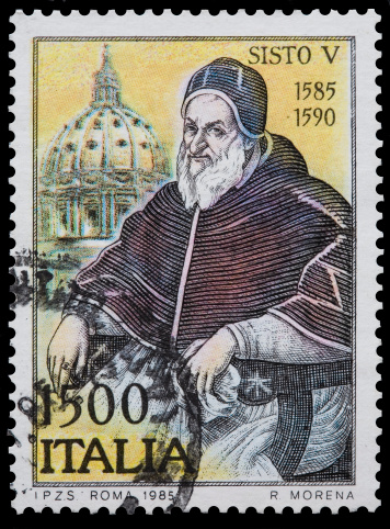 Varese, Italy - September 15, 2012 postage stamp with a picture of Popo sisto V