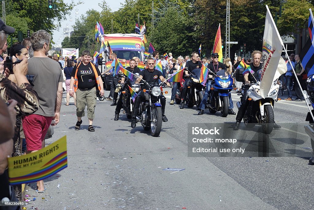 Grupo de Homens em bicicletas motor em marcha do Orgulho gay - Royalty-free 2012 Foto de stock