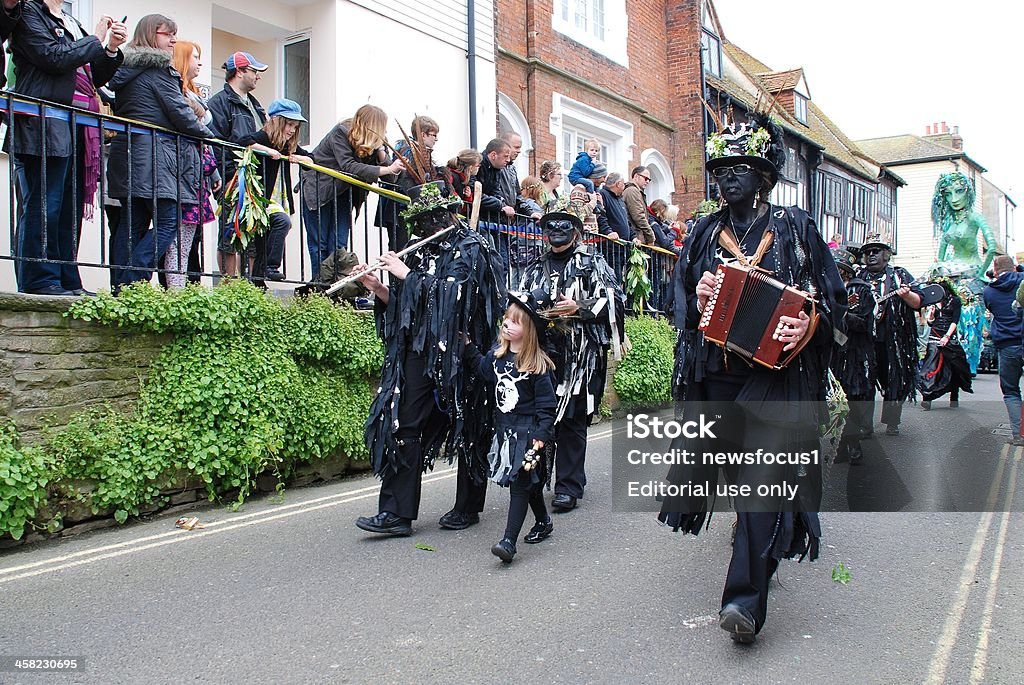 Jack In The Green festival, Hastings Hastings, England - May 7, 2012: Musicians parade through the Old Town at the Jack In The Green festival. The annual event marks the May Day public holiday in Britain. Annual Event Stock Photo