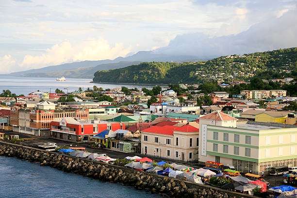 Panorama of Roseau, Dominica stock photo