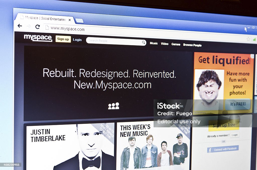 MySpace est réaménagé et dos en ligne - Photo de Curseur libre de droits