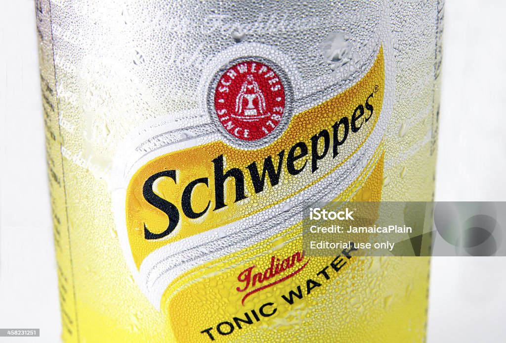 Schweppes Tonic Water Istanbul, Turkey - Sep 08, 2012: Schweppes Tonic Woter bottle close up Tonic Water Stock Photo