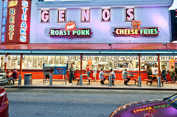 Geno's Steaks bei Nacht-berühmten restaurant in Philadelphia – Foto