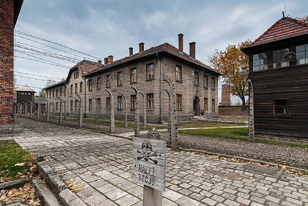 auschwitz museum - adolf hitler displaced persons camp concentration fascism foto e immagini stock