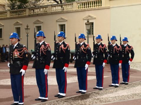 Monaco, Francey - December 31, 2010:   changing of the guard at principality of monaco royal palace