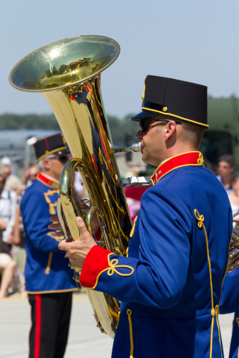 Trumpet on Marching Band Uniform