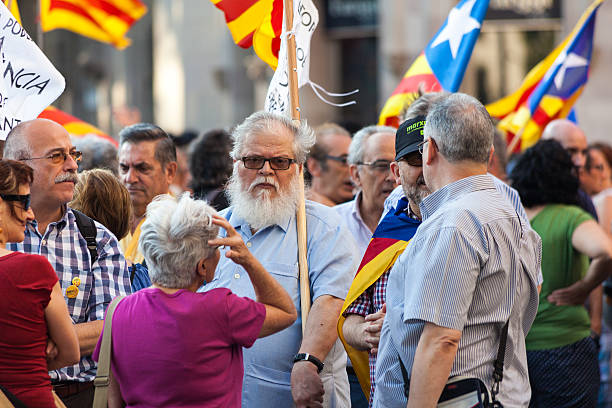 Catalonian nationalists demonstration in Barcelona stock photo