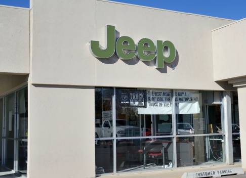 Fort Collins, Colorado, USA - October 27, 2013: The Jeep dealership in Fort Collins. Founded in 1941, Jeep manufactures primarily SUV's and is a subsidiary of Chrysler Corp.