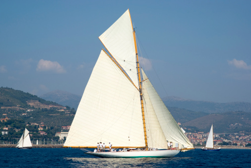 Imperia, Italy - settember 6, 2012: stage of the Panerai Classic Yachts Challenge, is a key event in sailing the Mediterranean. Over 100 boats representing 12 countries that participated in the regatta in the Gulf of Imperia, Italy