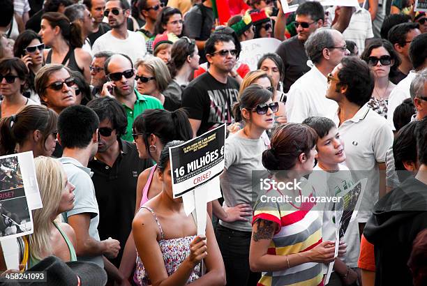Protest Against Government Spending Cuts And Tax Rises Stock Photo - Download Image Now