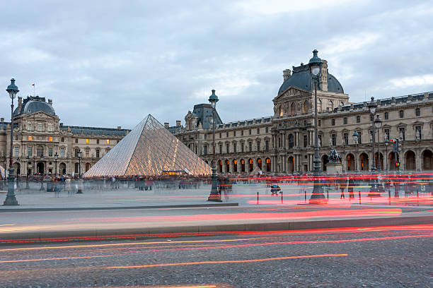 Pyramid of the Louvre in Paris, France stock photo