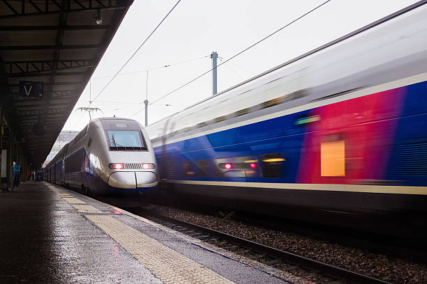 Departure of TGV train stock photo