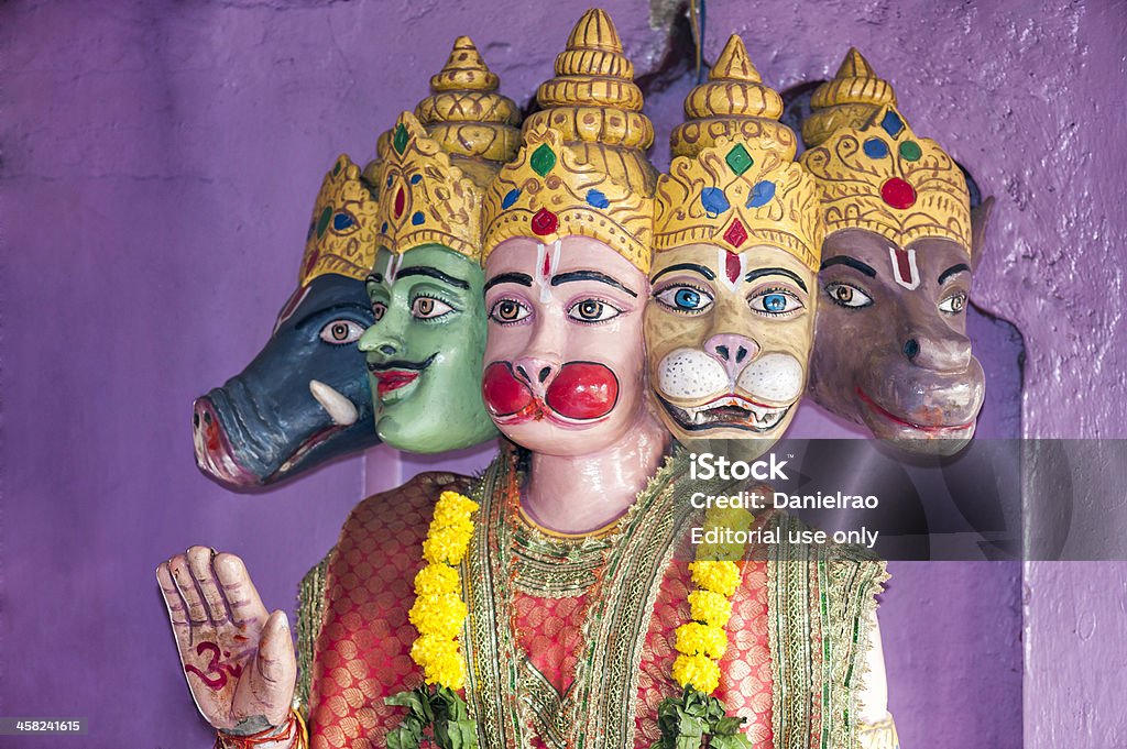 하누만, Panchmukha (5개 면에), 힌두교식 하나님, 뉴 델리, 인도. - 로열티 프리 악마 스톡 사진