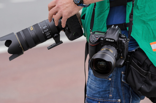 Katowice, Poland - July 13, 2012: Professional photographers is preparing to taking photos at the 3rd stage of 69 Tour de Pologne