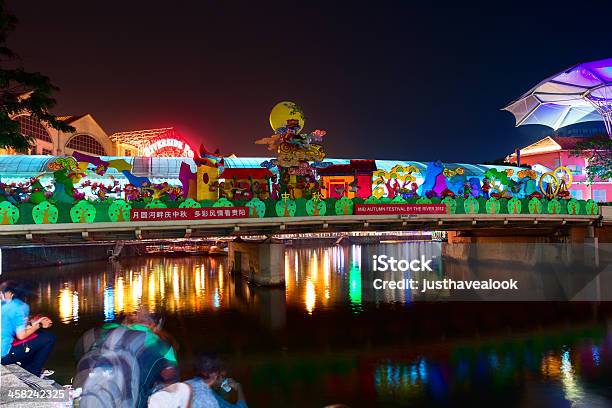 Mid Autumn At Riverside Point Stock Photo - Download Image Now - Architecture, Asia, Bridge - Built Structure