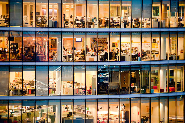 Workers in modern office building stock photo