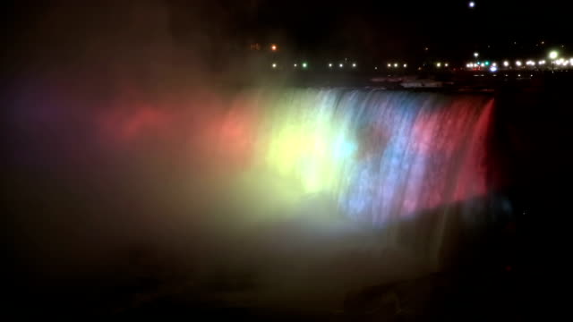 HD: Illumination light of Horseshoe Niagara Falls, Ontario, Canada