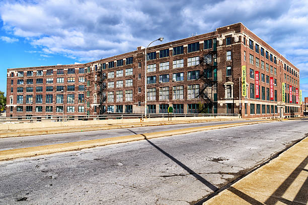 bridgeport art center.  ols almacén edificio en chicago - bridgeport chicago fotografías e imágenes de stock