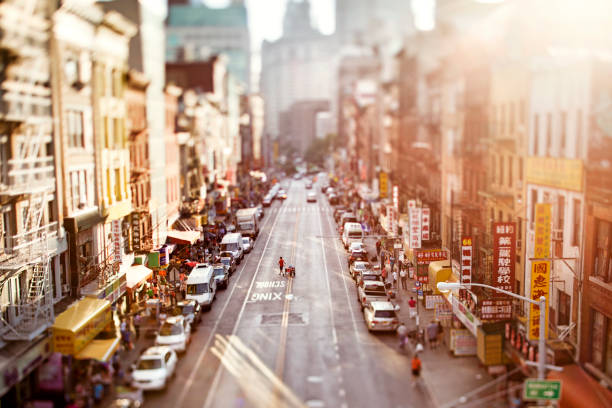 New York City, USA - July 30th, 2013: Chinatown in New York City seen from Manhattan bridge.