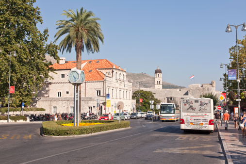 Dubrovnik, Croatia - August 25, 2012: Bus stop at near Dubrovnik old city. People can use the buses at that point before enter the old city and get on the buses after visit the old city at dubrovnik in croatia.