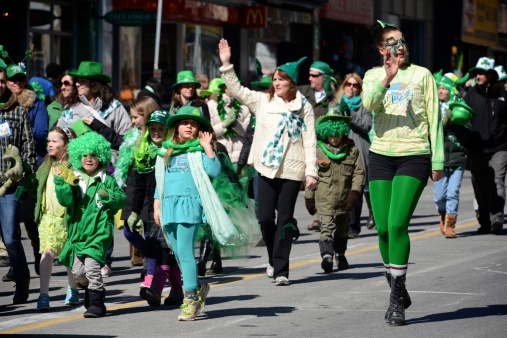 Toronto, Canada - March 17, 2013: People dress up for the St. Patrick Day. Toronto's annual St. Patrick’s Day parade takes place under sunny skies on Sunday afternoon March 17, 2013.