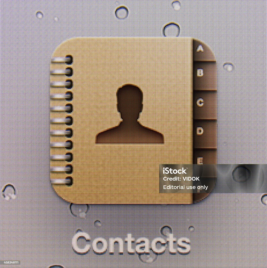 Contacts Kyiv, Ukraine - September 07, 2012: Close-up of the Contacts application icon on the screen of the "The new Ipad". Address Book Stock Photo