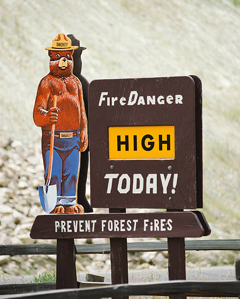 Bighorn National Forest, United States - July 28, 2013: Smokey the Bear is a Fire Prevention Sign that educates in the prevention of wild fires.