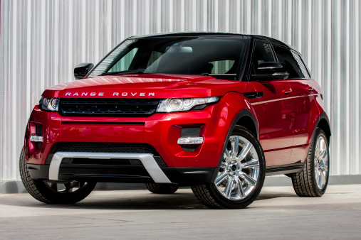 ChiangMai,Thailand - August 2, 2012: A photo of a parked red range rover evoque 2012 on display outside of a car dealership in Thailand,Range rover evoque best sales of the Thailand.
