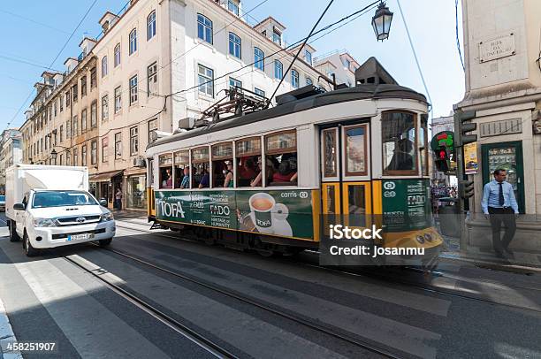 Lisbon Yellow Tram Stock Photo - Download Image Now - Adult, Capital Cities, City