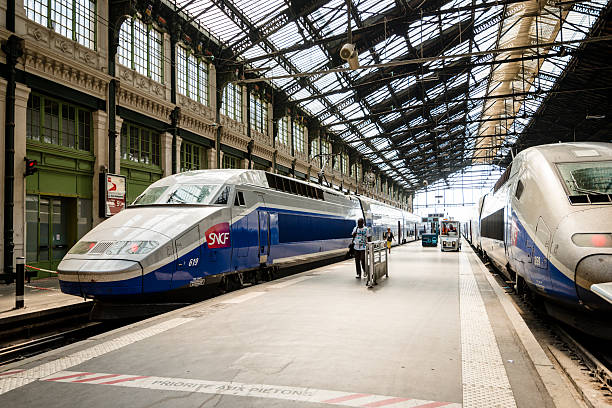 high-speed-zug geparkt tgv-bahnhof gare de lyon - train public transportation passenger train locomotive stock-fotos und bilder