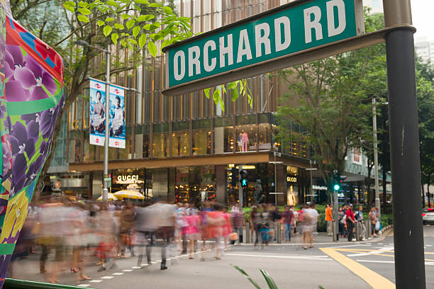 Busy Orchard Road stock photo
