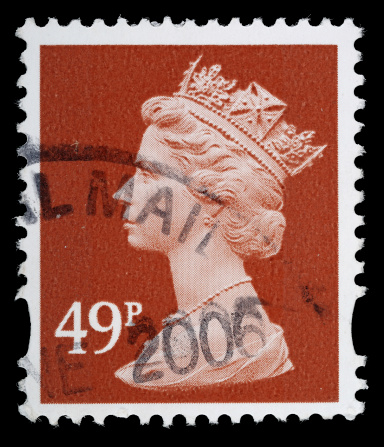 Exeter, United Kingdom - November 21, 2010: An English Used Postage Stamp showing Portrait of Queen Elizabeth 2nd, printed and issued between 1993 and 2007