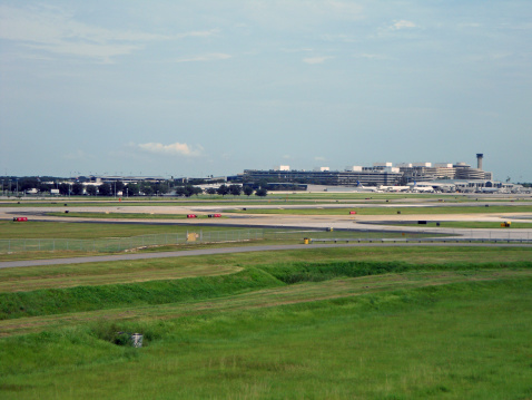 Tampa, Florida, USA -August 1, 2013: Planes on the tarmac at one of Florida's busiest Airports carry visitors and business travelers.