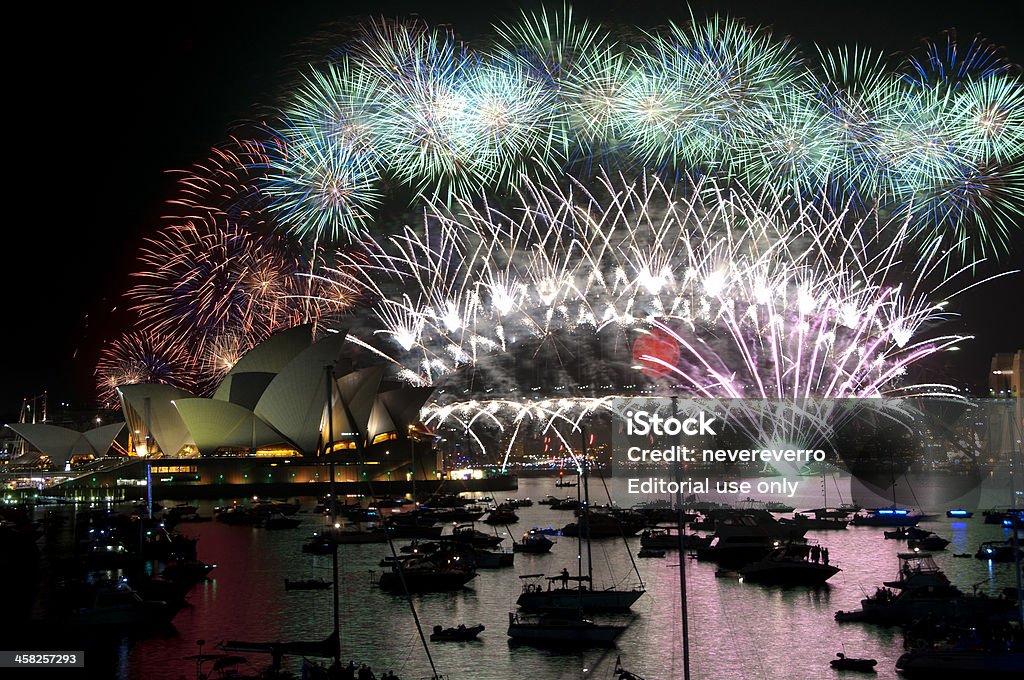 Fogos de artifício de ano novo, Sydney - Foto de stock de Fogos de Artifício - Objeto manufaturado royalty-free