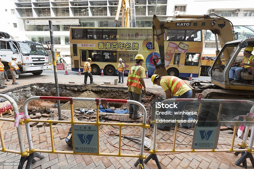 Broken Wasserpfeife in Hong Kong - Lizenzfrei Bauarbeiter Stock-Foto