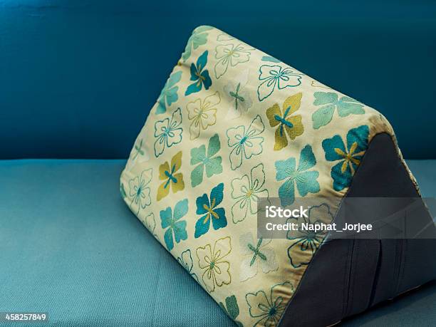 Triangular Backrest Pillow With Colorful Textile Stock Photo - Download Image Now - Asia, Beauty, Bed - Furniture