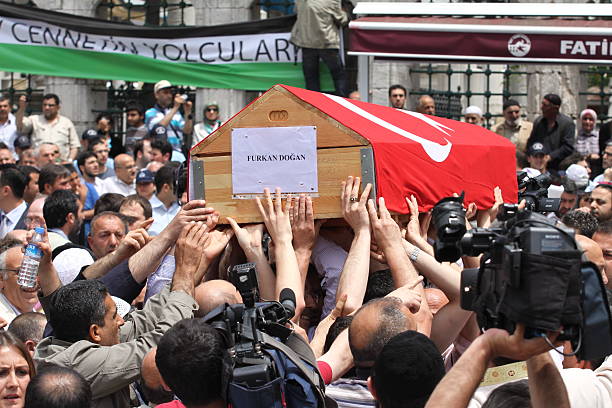 Funeral in Fatih Mosque stock photo
