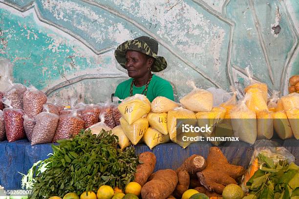 Seller Of Tropical Fruits And Exotic Products Stock Photo - Download Image Now - Adult, Africa, African Ethnicity