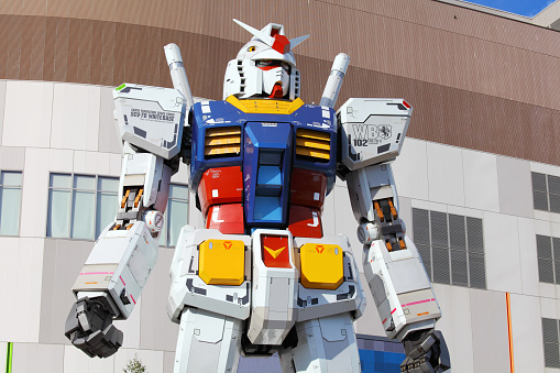 Tokyo, Japan - December 10, 2012: Big gundam robot in Tokyo, This is 18m tall and from a  famous anime franchise robot, Gundam.
