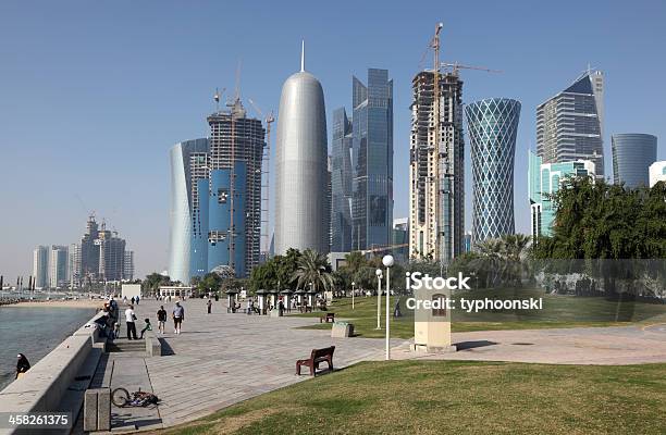 Doha Corniche Qatar Stock Photo - Download Image Now - Arabia, Arabic Style, Architecture