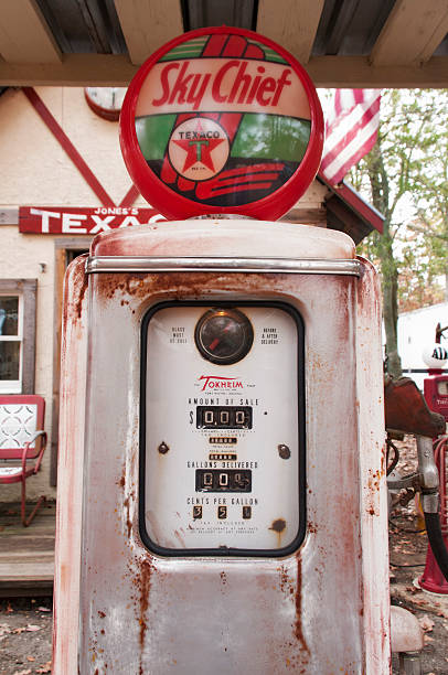 Flemington, New Jersey USA - November 6, 2010: Antique gas pump found on grounds of the Flemington Pumpkin Run.