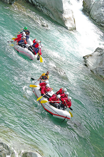 rafting - sports team sport rowing teamwork rafting fotografías e imágenes de stock