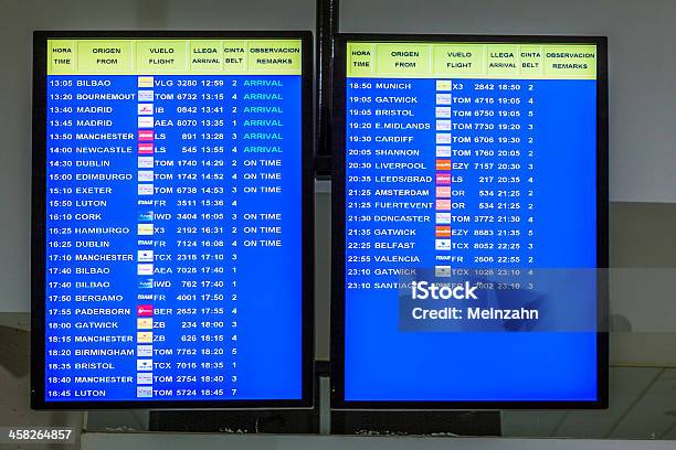 Arrecife International Airport Departures Board Stock Photo - Download Image Now - Air Vehicle, Airport, Arrecife